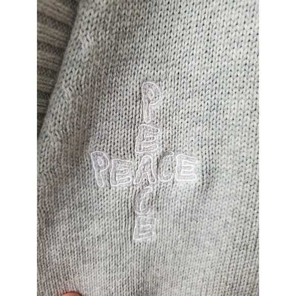 Pacsun Gray Cotton Peace "Love is all We Need" Embroidered Button-Up Cardigan M - Picture 3 of 8